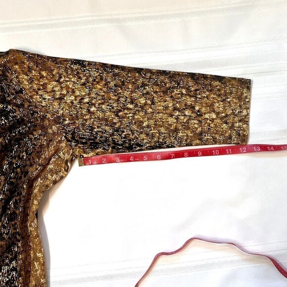 Ruby Rd. Favorites Animal Print Gold Metallic 3/4 Sleeve Pullover Size M EUC - Picture 8 of 9